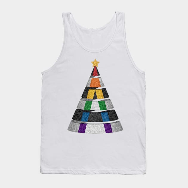 Large Spiral LGBT Ally Pride Flag Christmas Tree Vector Tank Top by LiveLoudGraphics